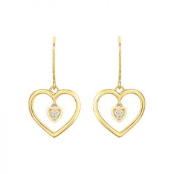 Boucles d'oreilles femme pendantes cœurs edora plaqué or et oxydes edo76400239 - boucles-d-oreilles-plaque-or - edora - 1