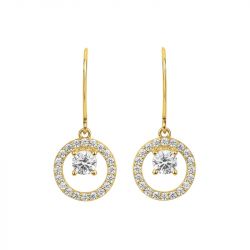 Boucles d'oreilles femme pendantes edora plaqué or et oxydes edo76400219 - boucles-d-oreilles-plaque-or - edora - 0