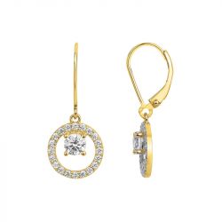 Boucles d'oreilles femme pendantes edora plaqué or et oxydes edo76400219 - boucles-d-oreilles-plaque-or - edora - 1