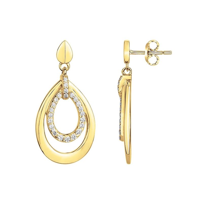 Boucles d'oreilles femme pendantes edora plaqué or et oxydes edo76400237 - boucles-d-oreilles-plaque-or - edora