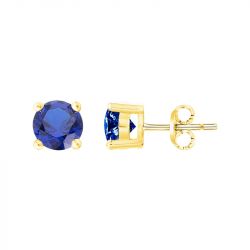 Boucles d'oreilles femme puces edora plaqué or et oxydes bleus edo76400166 - boucles-d-oreilles-plaque-or - edora - 0