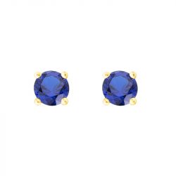 Boucles d'oreilles femme puces edora plaqué or et oxydes bleus edo76400166 - boucles-d-oreilles-plaque-or - edora - 1