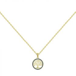 Collier femme arbre de vie edora plaqué or et oxydes edo76700331 - colliers-plaque-or - edora - 0