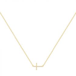 Collier femme croix edora plaqué or et oxydes edo76700307 - colliers-plaque-or - edora - 0