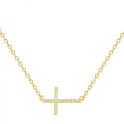 Collier femme croix edora plaqué or et oxydes edo76700307 - colliers-plaque-or - edora - 1