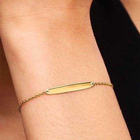 Bracelet femme pandora à maillons barre gravable doré 564010c01 – gourmettes