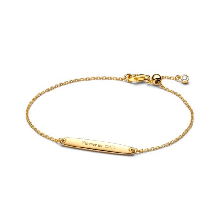 Bracelet femme pandora à maillons barre gravable doré 564010c01 – gourmettes