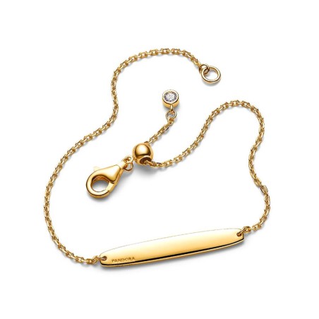 Bracelet femme pandora à maillons barre gravable doré 564010c01 – gourmettes