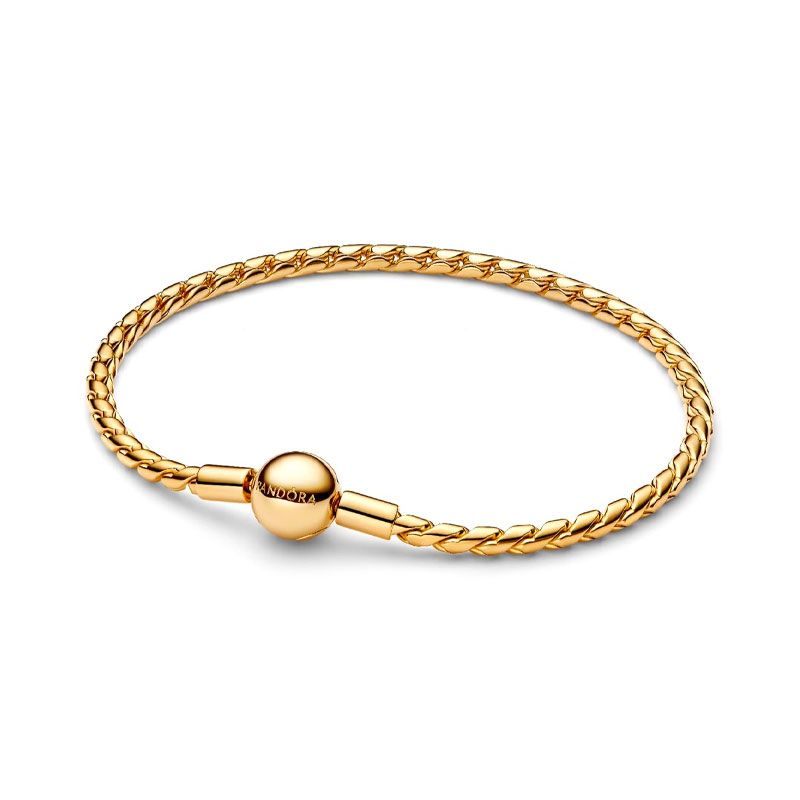 Bracelet femme pandora maille chevron fermoir rond doré 564028c00 - bracelet-argent-femme - edora
