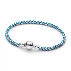 Bracelet femme pandora maille serpent cordon bleu 593816c01 - bracelet-argent-femme - edora - 0