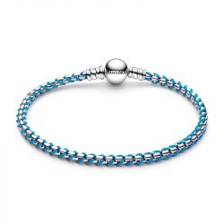 Bracelet femme pandora maille serpent cordon bleu 593816c01 - bracelet-argent-femme - edora - 2