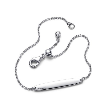 Bracelet femme pandora chaîne barre gravable 594010c01 – gourmettes