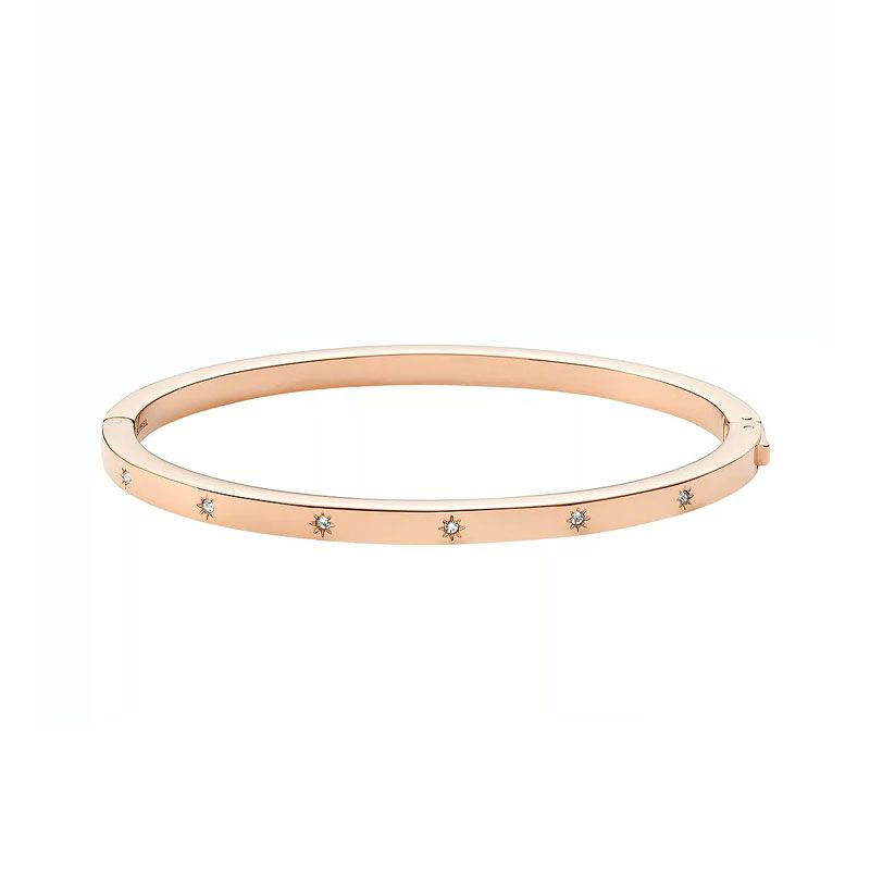Bracelet femme jonc fossil sadie shine bright en acier inoxydable, doré rose jf04394791 - joncs - edora