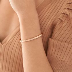 Bracelet femme jonc fossil sadie shine bright en acier inoxydable, doré rose jf04394791 - joncs - edora - 1