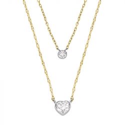 Collier femme fossil chaîne sutton tokens of affection en acier inoxydable, bicolore jf04357998 - colliers-femme - edora - 0