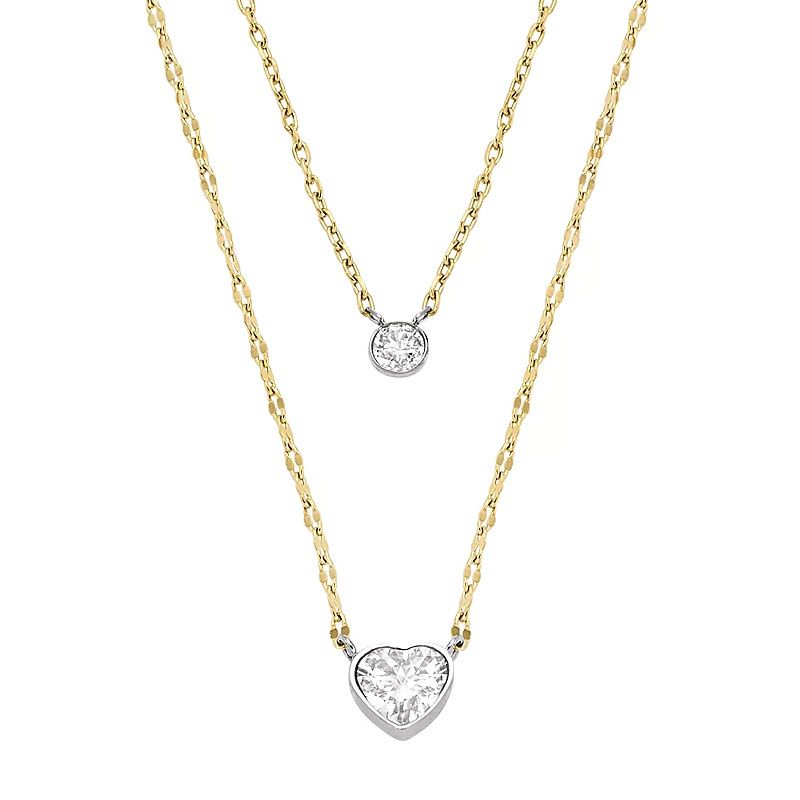 Collier femme fossil chaîne sutton tokens of affection en acier inoxydable, bicolore jf04357998 - colliers-femme - edora