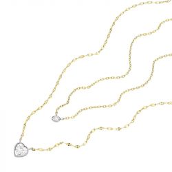 Collier femme fossil chaîne sutton tokens of affection en acier inoxydable, bicolore jf04357998 - colliers-femme - edora - 2