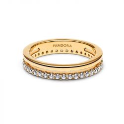 Bague femme anneau double pandora métal doré à l'or 14 carats 163799c01 - plus-de-bagues-femmes - edora - 0