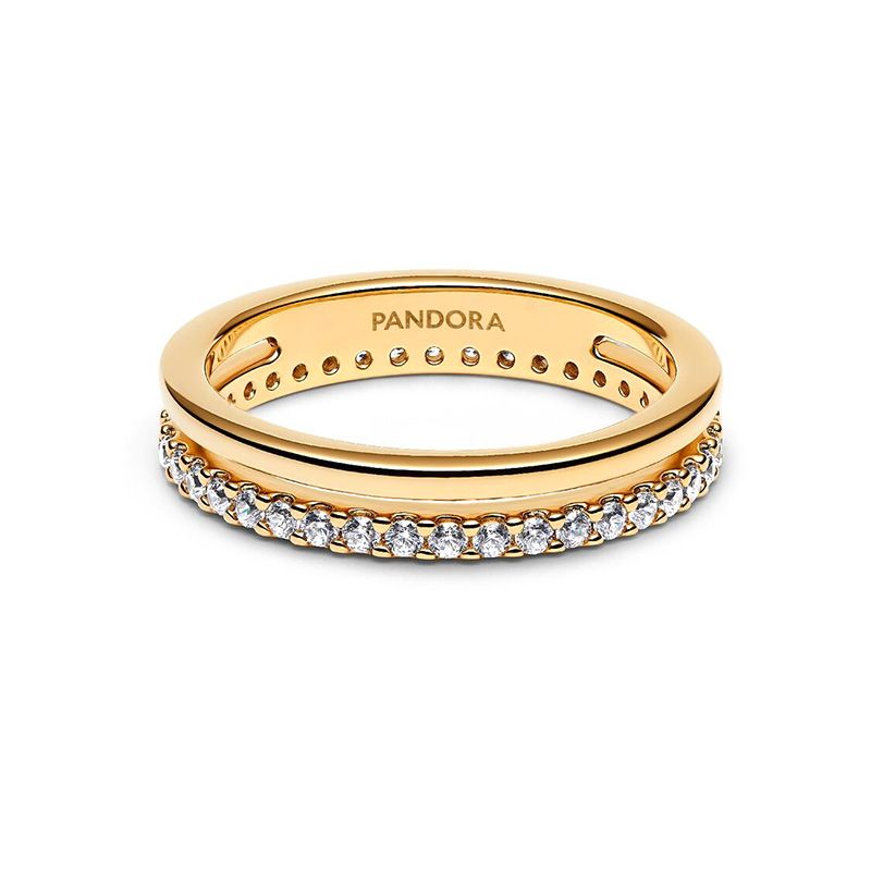 Bague femme anneau double pandora métal doré à l'or 14 carats 163799c01 - plus-de-bagues-femmes - edora