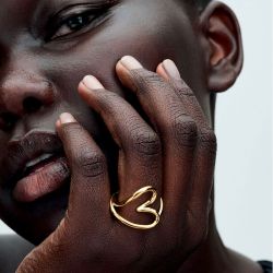 Bague femme pandora cœur de forme organique métal doré à l'or 14 carats 163288c00 - plus-de-bagues-femmes - edora - 1