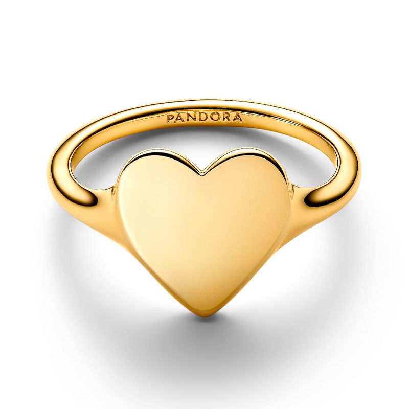 Bague femme pandora cœur gravable métal doré à l'or 14 carats - plus-de-bagues-femmes - edora