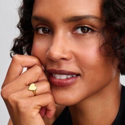 Bague femme pandora cœur gravable métal doré à l'or 14 carats - plus-de-bagues-femmes - edora - 1