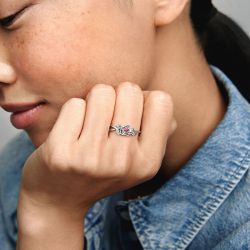 Bague femme pandora disney la belle et la bête rose argent massif 190017c01 - plus-de-bagues-femmes - edora - 1