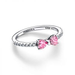 Bague femme pandora nœud rose scintillant argent massif 193510c01 - plus-de-bagues-femmes - edora - 0