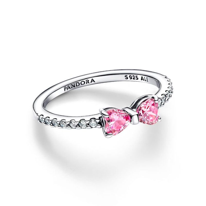 Bague femme pandora nœud rose scintillant argent massif 193510c01 - plus-de-bagues-femmes - edora