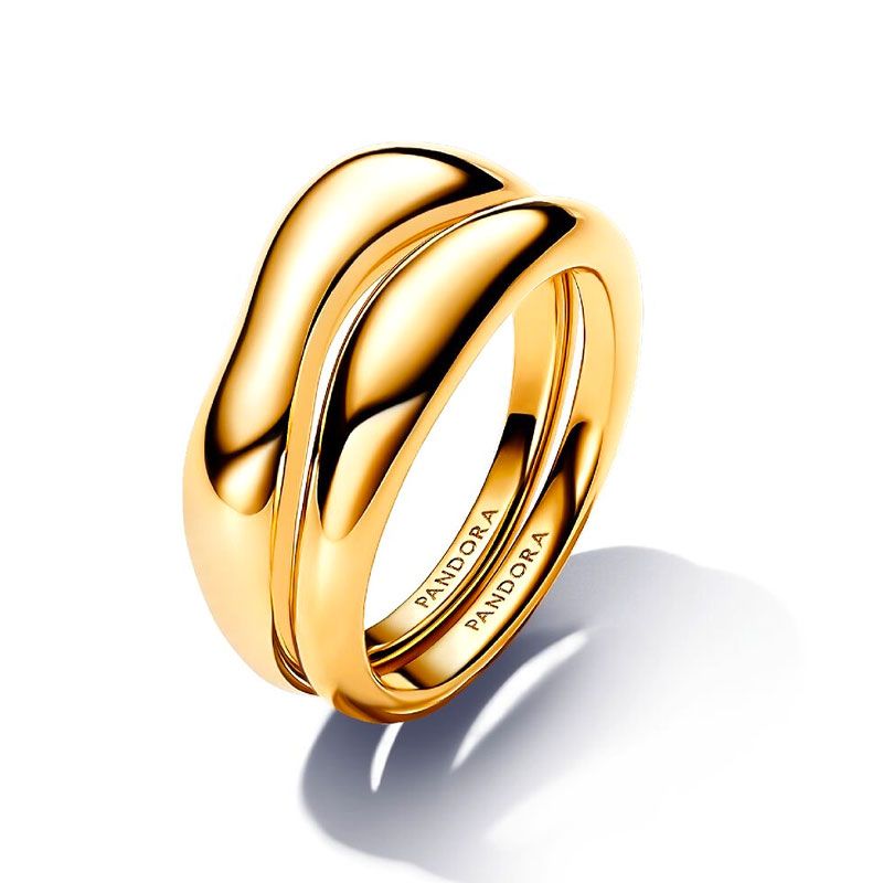 Bagues femme pandora superposables de forme organique métal doré à l'or 14 carats 163264c00 - plus-de-bagues-femmes - edora