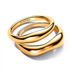 Bagues femme pandora superposables de forme organique métal doré à l'or 14 carats 163264c00 - plus-de-bagues-femmes - edora - 2