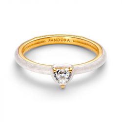 Bague femme cœur pandora chakra blanc métal doré à l'or 14 carats 163088c01 - solitaires - edora - 0