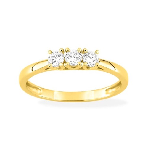 Bague femme trilogie EDORA or 375/1000 jaune et diamants de synthèse 0,30 ct EDO9KLGD001Y