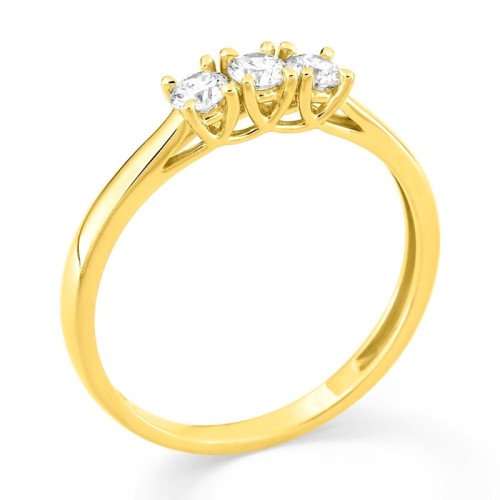 Bague femme trilogie EDORA or 375/1000 jaune et diamants de synthèse 0,30 ct EDO9KLGD001Y