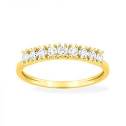 Bague femme alliance demi-tour edora or 375/1000 jaune et diamants de synthèse 0,30 ct edo9klgd006y - bague-femme-or - edora - 0