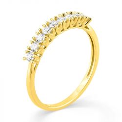 Bague femme alliance demi-tour edora or 375/1000 jaune et diamants de synthèse 0,30 ct edo9klgd006y - bague-femme-or - edora - 1