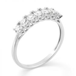 Bague femme alliance demi-tour edora or 375/1000 blanc et diamants de synthèse 0,50 ct edo9klgd007w - bague-femme-or - edora - 1