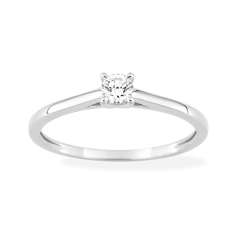Bague femme solitaire edora or 375/1000 blanc et diamant de synthèse 0,15 ct edo9klgd022w - bague-femme-or - edora