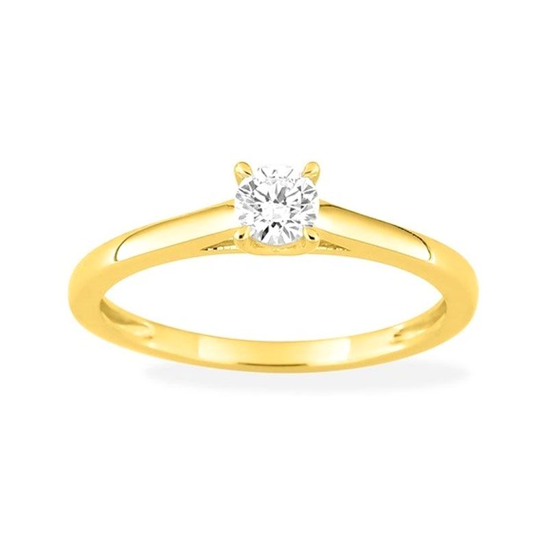 Bague femme solitaire edora or 375/1000 jaune et diamant de synthèse 0,25 ct edo9klgd024y - bague-femme-or - edora