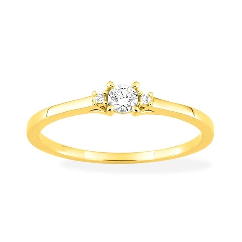 Bague femme solitaire edora or 375/1000 jaune et diamants de synthèse 0,11 ct edo9klgd041y - bague-femme-or - edora
