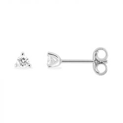 Boucles d'oreilles femme puces edora or 375/1000 blanc et diamants de synthèse 0,10 ct edo9klgd047w - puces - edora - 0