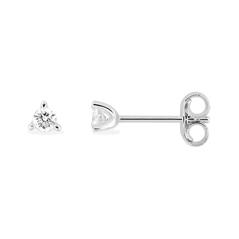 Boucles d'oreilles femme puces edora or 375/1000 blanc et diamants de synthèse 0,10 ct edo9klgd047w - puces - edora