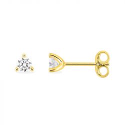 Boucles d'oreilles femme puces edora or 375/1000 jaune et diamants de synthèse 0,20 ct edo9klgd048y - puces - edora - 0