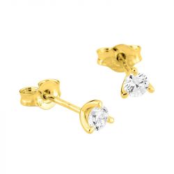 Boucles d'oreilles femme puces edora or 375/1000 jaune et diamants de synthèse 0,20 ct edo9klgd048y - puces - edora - 1