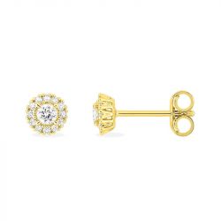 Boucles d'oreilles femme puces edora or 375/1000 jaune et diamants de synthèse 0,18 ct edo9klgd053y - puces - edora - 0