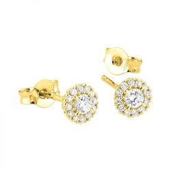 Boucles d'oreilles femme puces edora or 375/1000 jaune et diamants de synthèse 0,18 ct edo9klgd053y - puces - edora - 1