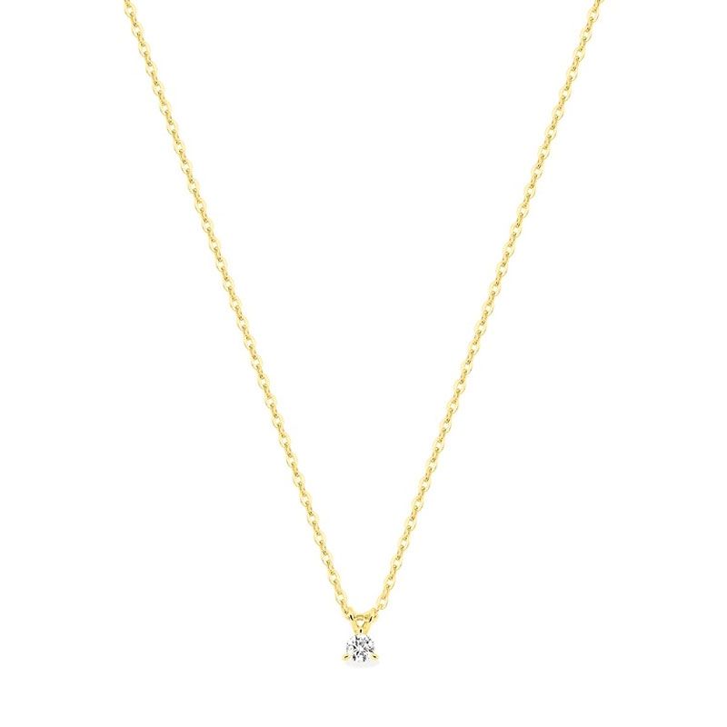 Collier femme solitaire edora or 375/1000 jaune et diamant de synthèse 0,05 ct edo9klgd059y - colliers-or-375-1000 - edora