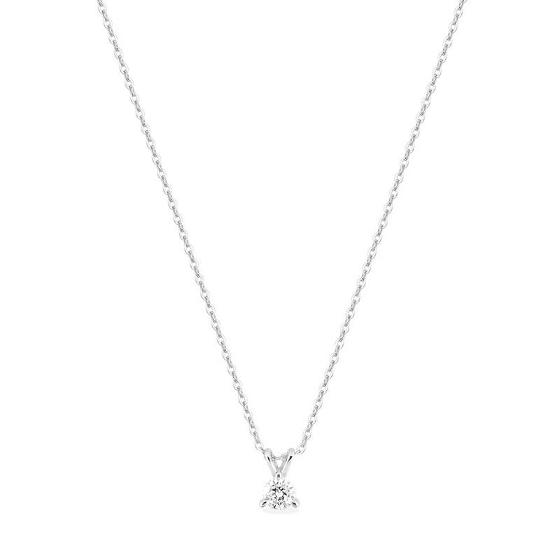 Collier femme solitaire edora or 375/1000 blanc et diamant de synthèse 0,15 ct edo9klgd061w - colliers-or-375-1000 - edora