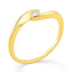 Bague femme solitaire edora or 375/1000 jaune et diamant de synthèse 0,05 ct edo9klgd066y - bague-femme-or - edora - 1