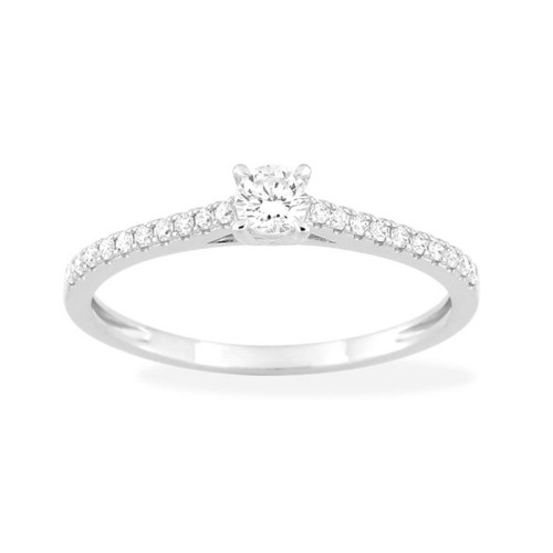 Bague femme solitaire accompagné EDORA or 375/1000 blanc et diamants de synthèse 0,27 ct EDO9KLGD072W